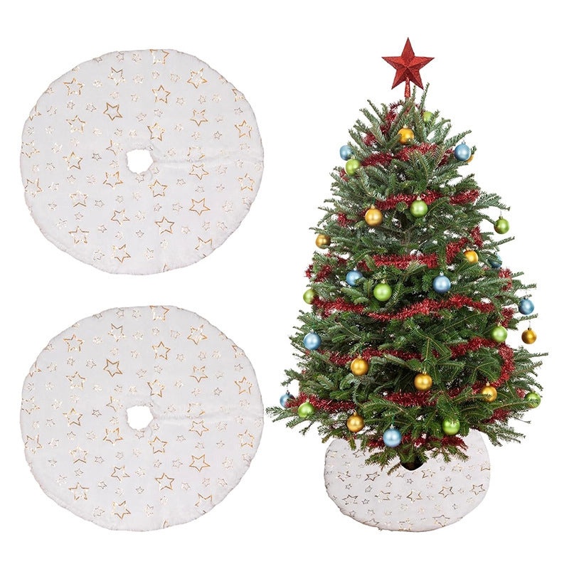 Embroidered Snowflake Christmas Tree Skirt 38cm Holiday Home Decor Warm Festive Tree Base Cover|Christmas Decorations