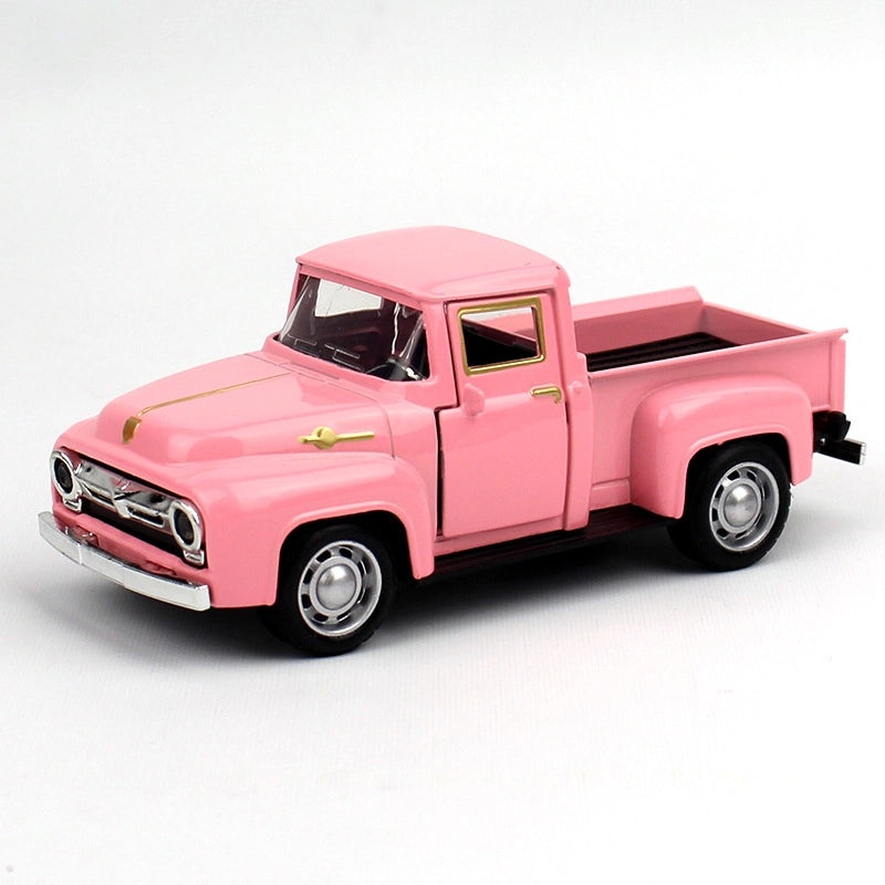 Retro Metal Pickup Car Model Ornament Classic Alloy Toy Vehicle Gift|Car Accessories
