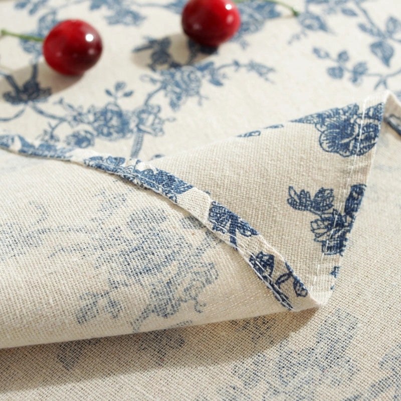Vintage Floral Cotton Linen Tablecloth|Home Decor & Dining Textiles