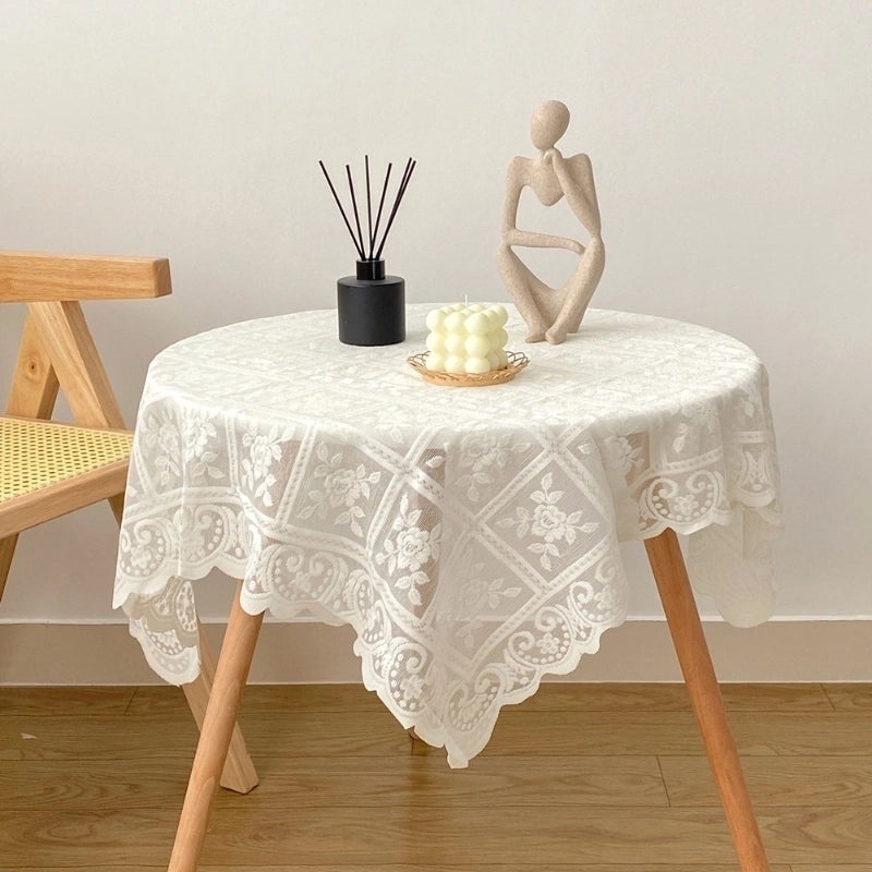 Beige Lace Tablecloth for Casual Dining Fresh and Elegant Home Decor|Table Linens & Covers