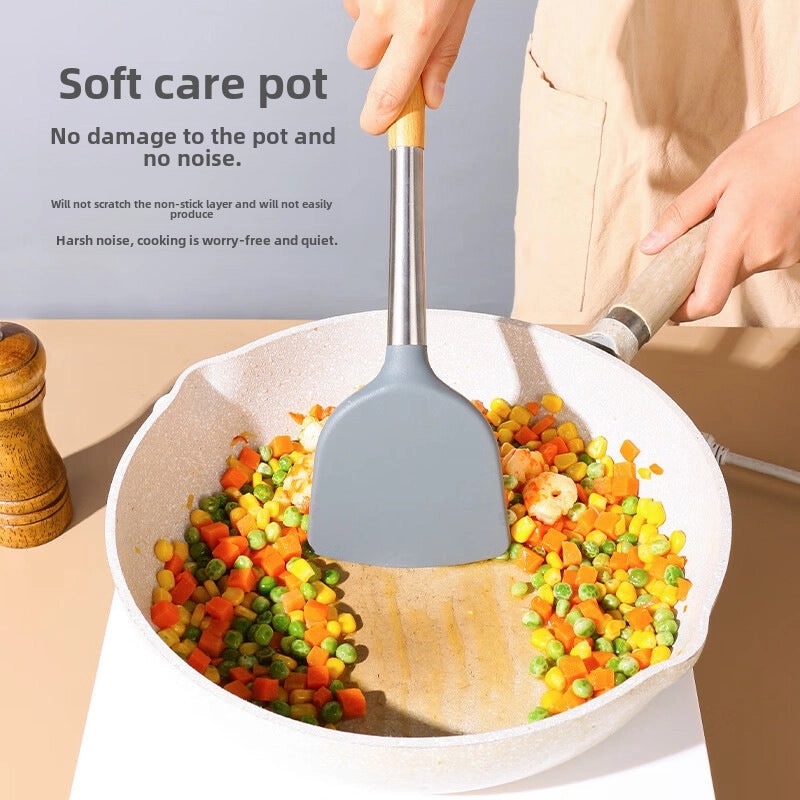Premium Silicone Spatula with Long Wooden Handle|Kitchen Utensils & Gadgets