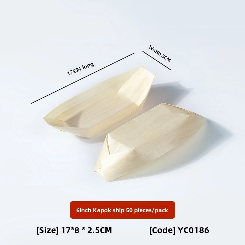 一次性木质寿司船餐盒 创意木质餐具 便携零食盘 刺身托盘 | 餐具与餐盒