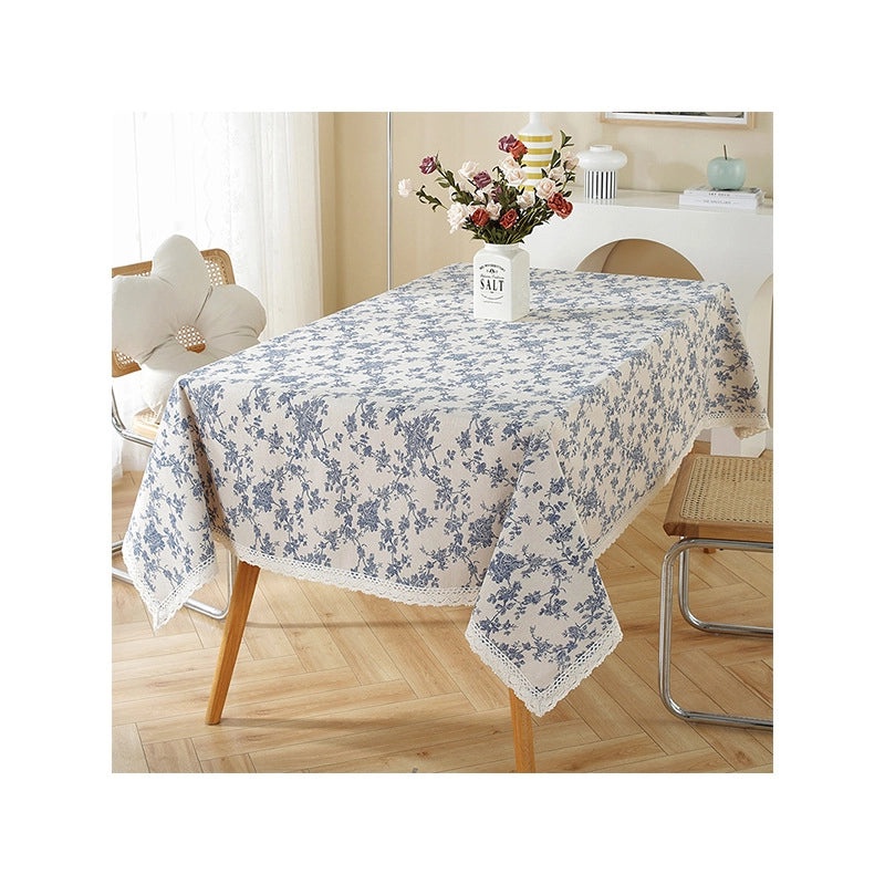 Rustic Floral Cotton Linen Tablecloth|Home Decor Table Linens