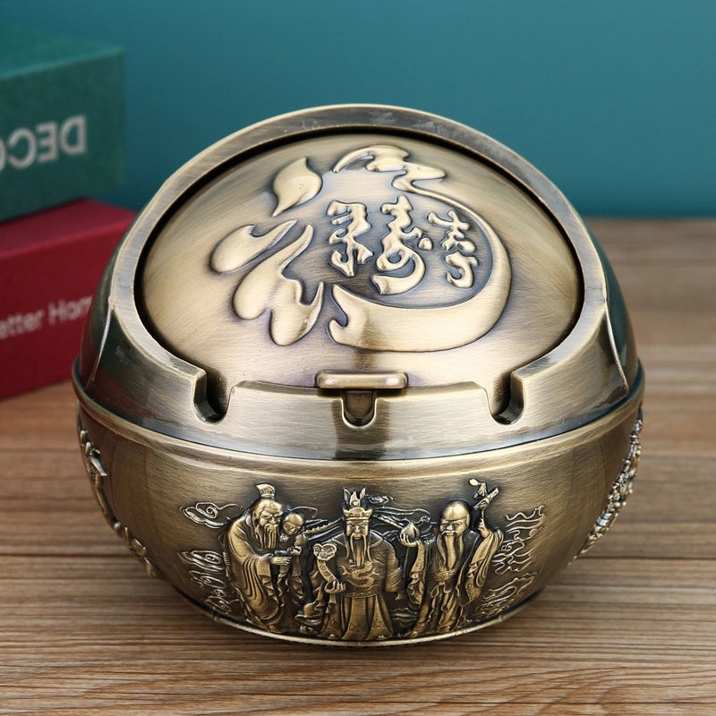 Vintage Elephant Peacock Rose Metal Ashtray Decorative Ornament|Home Decor & Accessories