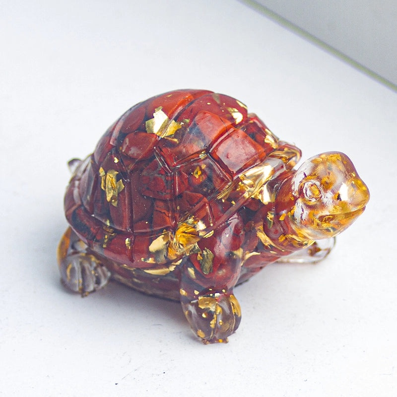 Minimalist Tortoise Figurine with Natural Crystal Accents|Home Decor
