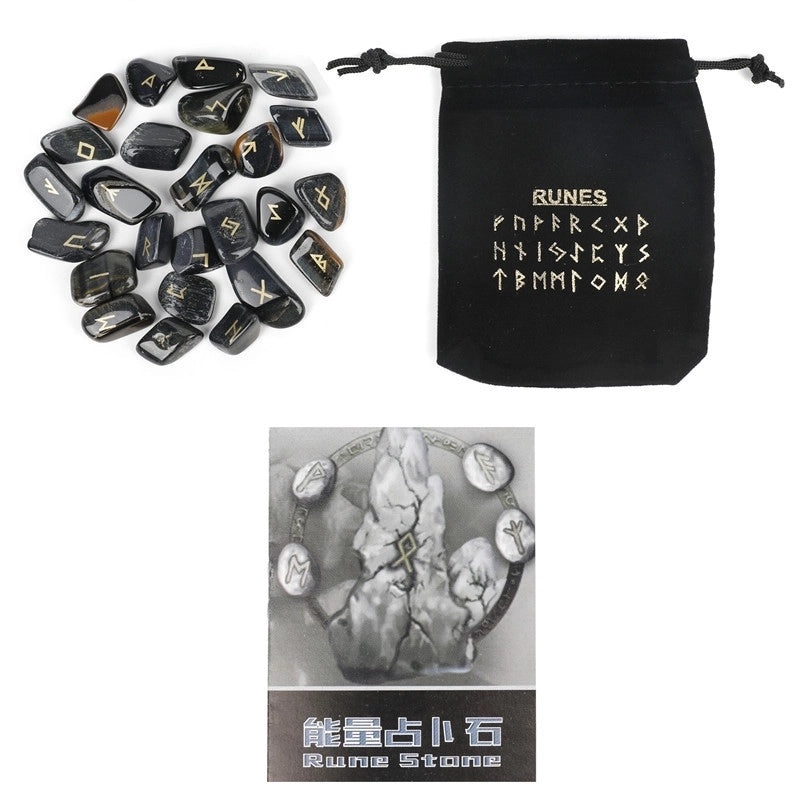 25 Natural Crystal Rune Stones Set Amorphous Spiritual Ornaments|Spiritual Healing Jewelry