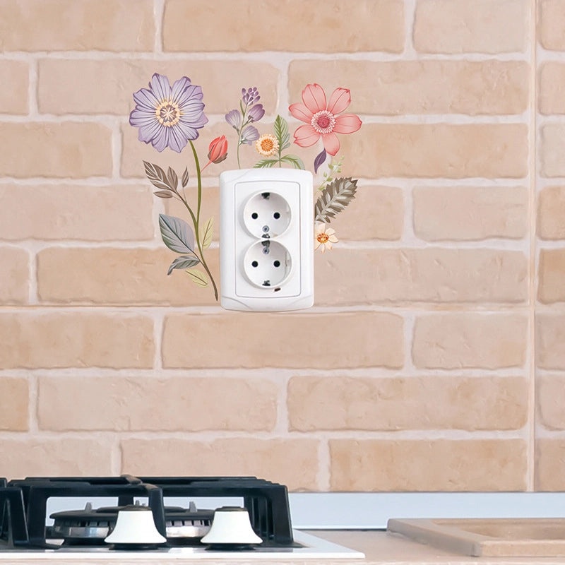Pastoral Floral PVC Wall Switch Sticker Decorative Wall Art | Home Decor & Wall Stickers