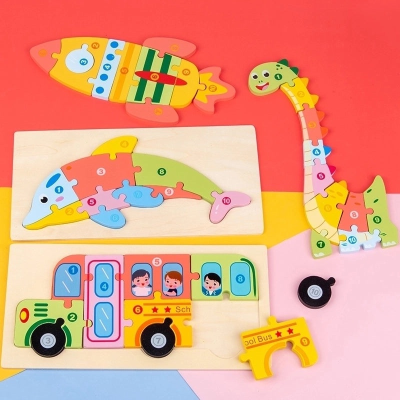 Wooden 3D Animal and Transportation Puzzle for Kids Early Learning|Children's Educational Toys