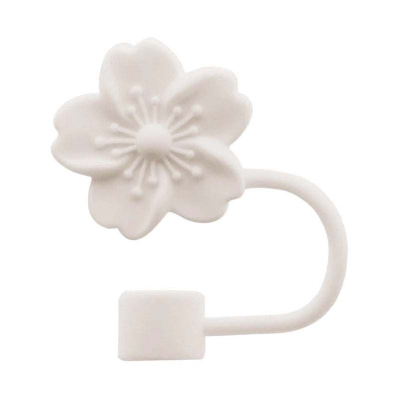 Elegant Floral Silicone Straw Cap for Cups | Drinkware Accessories