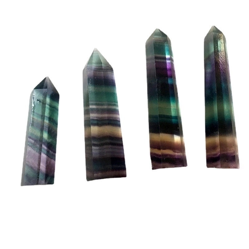 Natural Colorful Fluorite Hexagonal Pointed Polished Crystal Rough Stone|Healing Crystals & Gemstones
