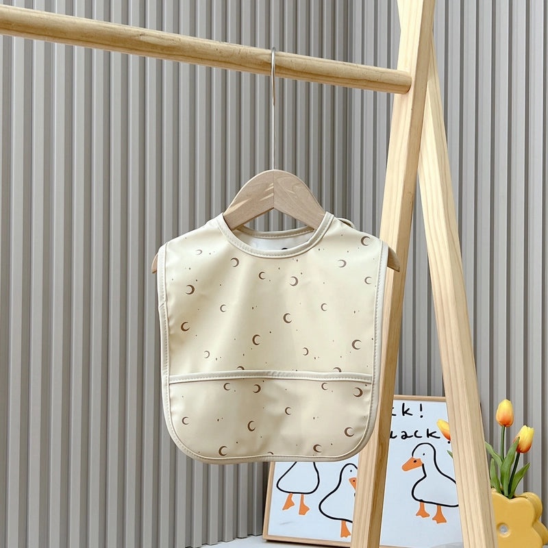 Waterproof Baby Bib with Cartoon Print Sleeveless PU Spit Bag Soft Infant Feeding Accessory|Baby Accessories