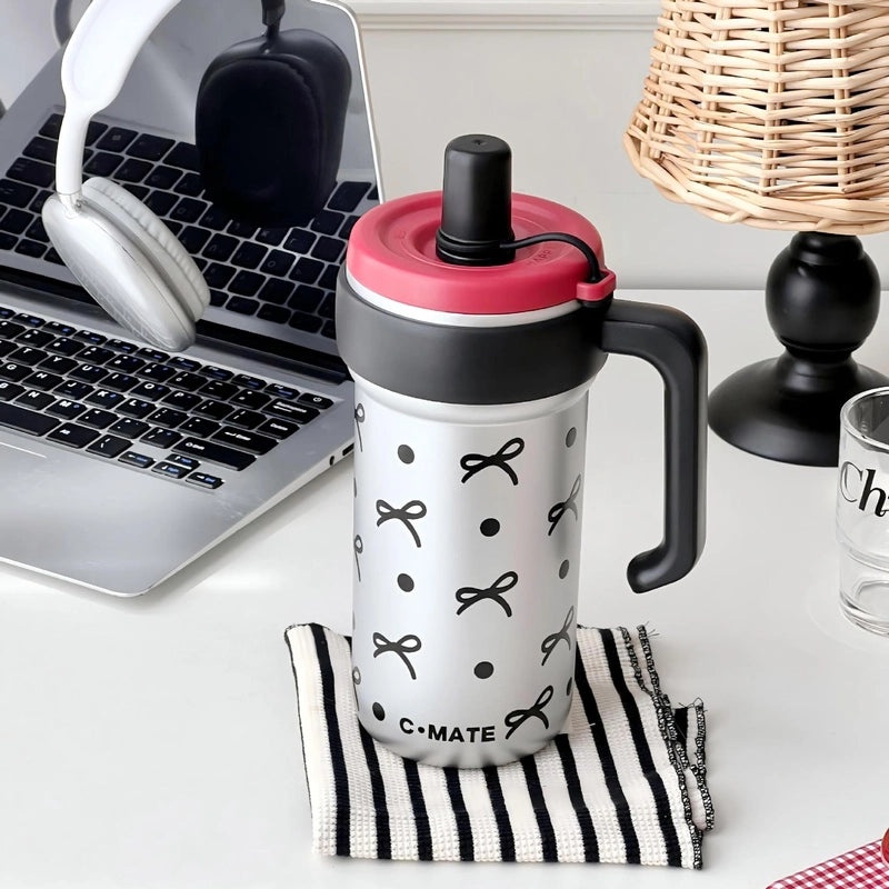 Cat Polka Dot Bow Knot Stainless Steel Thermos Cup 304 316 Durable Single Piece|Drinkware & Thermos Cups
