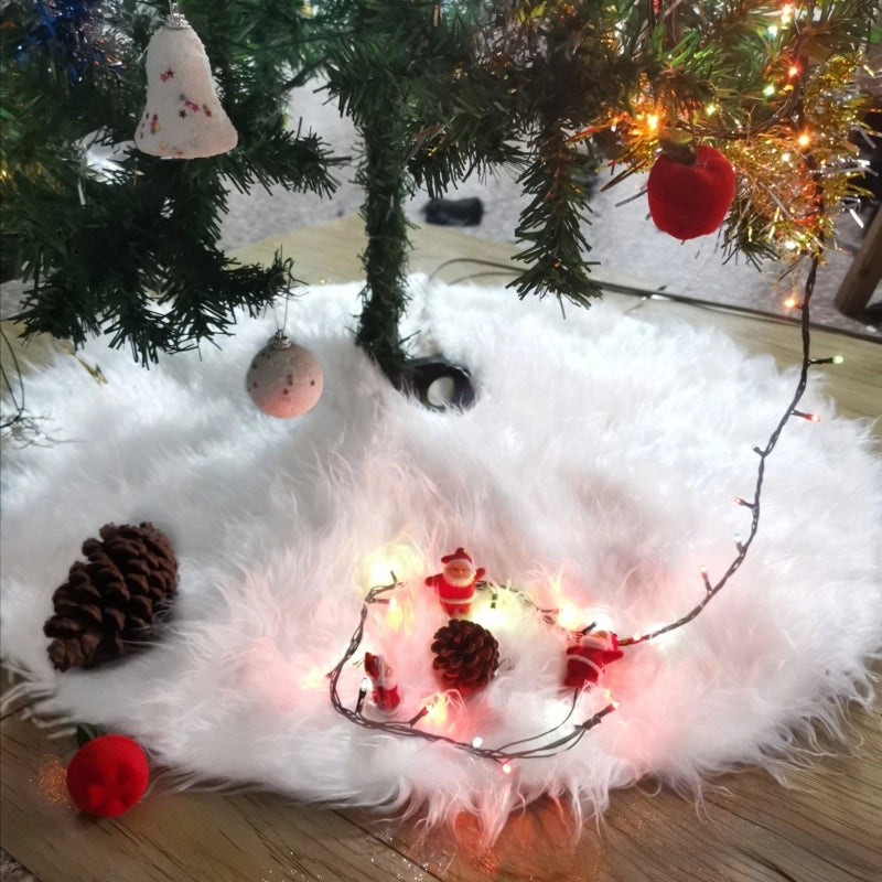 White Christmas Tree Skirt 78/90/122CM Holiday Christmas Tree Bottom Apron Blanket Festive Ornament|Christmas Tree Accessories