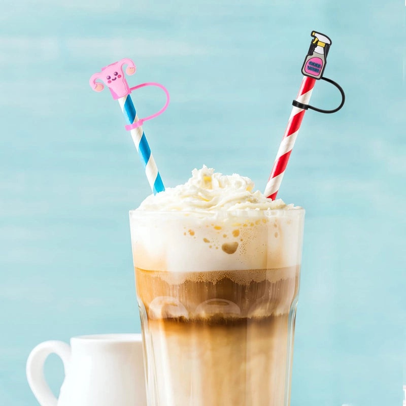 Nurses Day Dental Themed Silica Gel Straw Cap Set | Drinkware Accessories