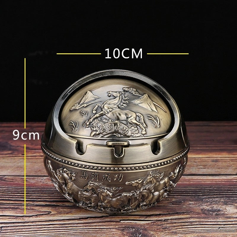 Vintage Elephant Peacock Rose Metal Ashtray Decorative Ornament|Home Decor & Accessories