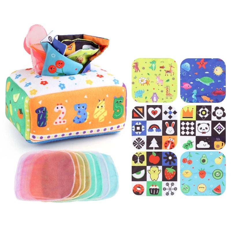 Baby Educational Simulation Cloth Book Toy with Digital Traffic Design and Ringing Tissue Box for Christmas|Baby Early Education Toys