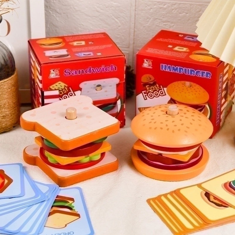 Mini Playhouse Sandwich Burger Toy Set for Kids | Children's Pretend Play & Fast Food Toys