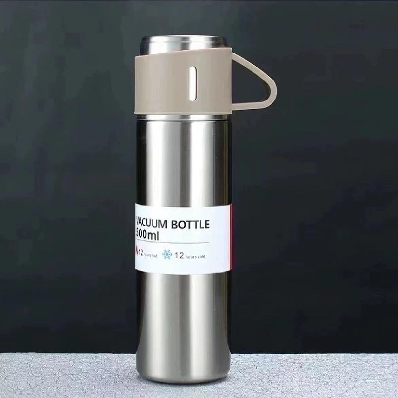 Stainless Steel Water Bottles Set, Solid Color, Casual Design | Drinkware & Hydration Accessories