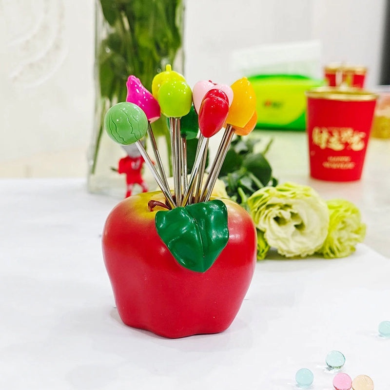 Fruit-Shaped Stainless Steel Fork Set with Apple, Strawberry, Banana Design | Kitchen Accessories