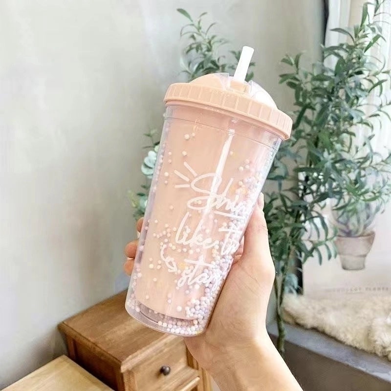 Pastoral Style Cute Letter Print Plastic Water Bottle 1 Pc|Home & Kitchen - Drinkware