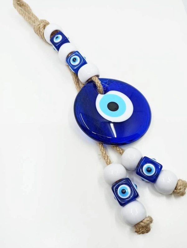 Handmade Turkish Blue Evil Eye Glass Pendant Wall Hanging | Home Decor Accessories