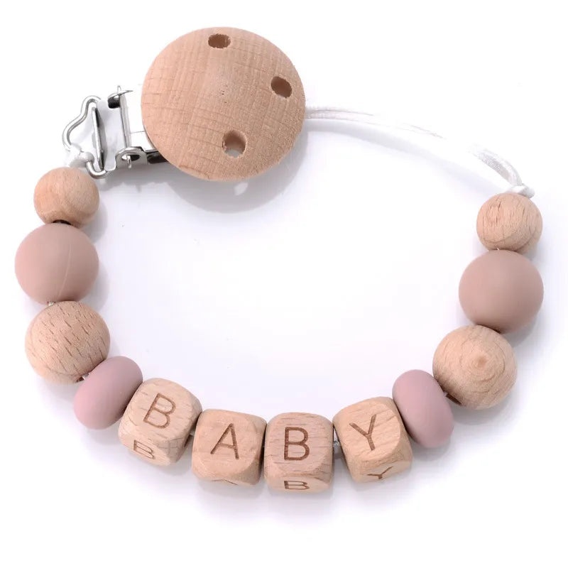 Geometric Wooden Letter Baby Teether with Soft Silica Gel | Baby Accessories