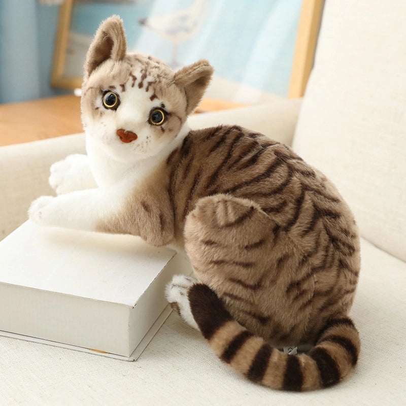 Realistic Siamese Cat Plush Toy Orange Civet Cat Sitting and Lying Pose Soft Doll|Plush Toys & Collectibles