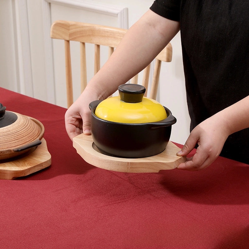 Oak Wood Heat-Resistant Insulation Mat for Casserole Stone Pot Rice Bowl Anti-Scald Solid Wood Tray|Kitchen Accessories