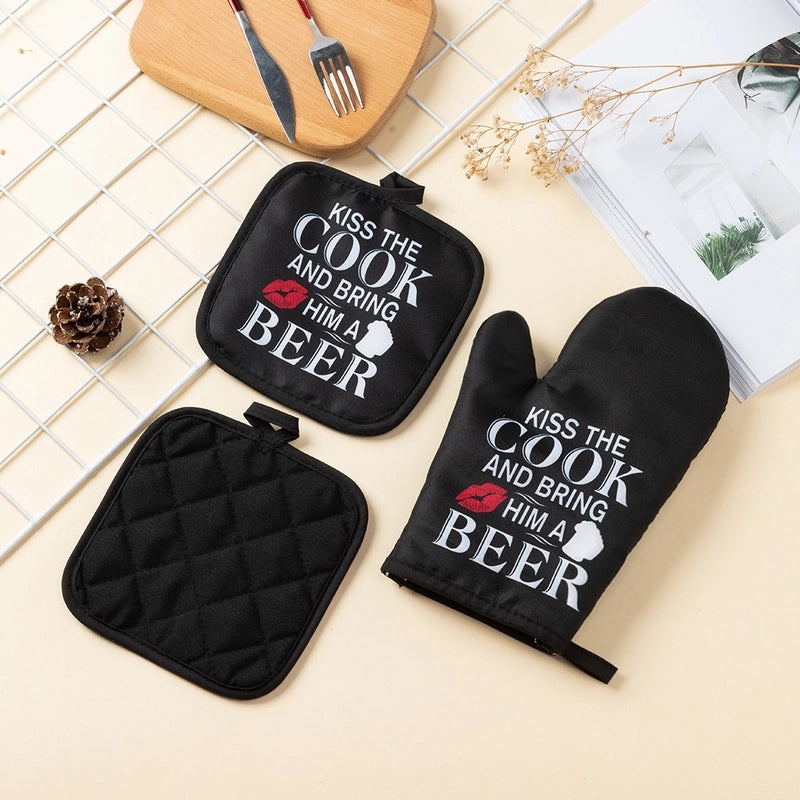 Color Block Heat Resistant Canvas Gloves for Cooking and BBQ | Kitchen & Dining Accessories