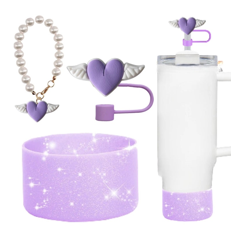 Red Heart Wing Silicone Straw Caps Cute Decorative Drink Accessories 2 or 3 Pieces Set|Drinkware Accessories