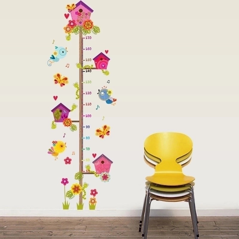 Vacation Flower PVC Height Chart Stickers Kids Wall Decals Decorative Growth Tracker | Kids Room Decor