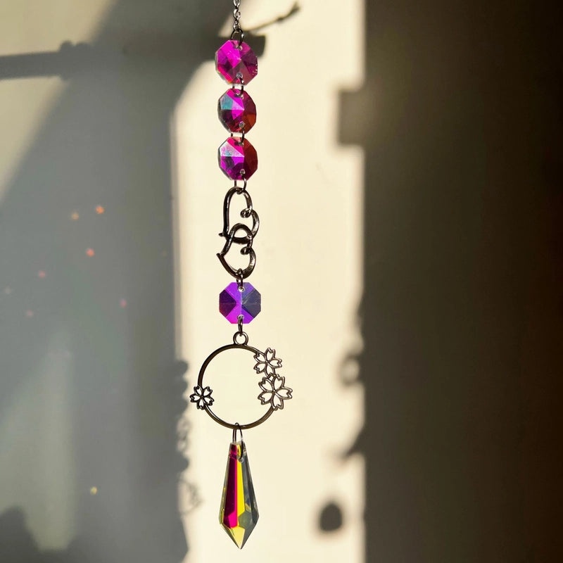 Sun Star Heart Crystal Suncatcher Wind Chime Wall Hanging | Home Decor Accessories
