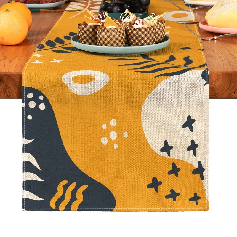 Stylish Vintage Leaf Pattern Linen Tablecloths for Home Decor|Home & Living Table Linens