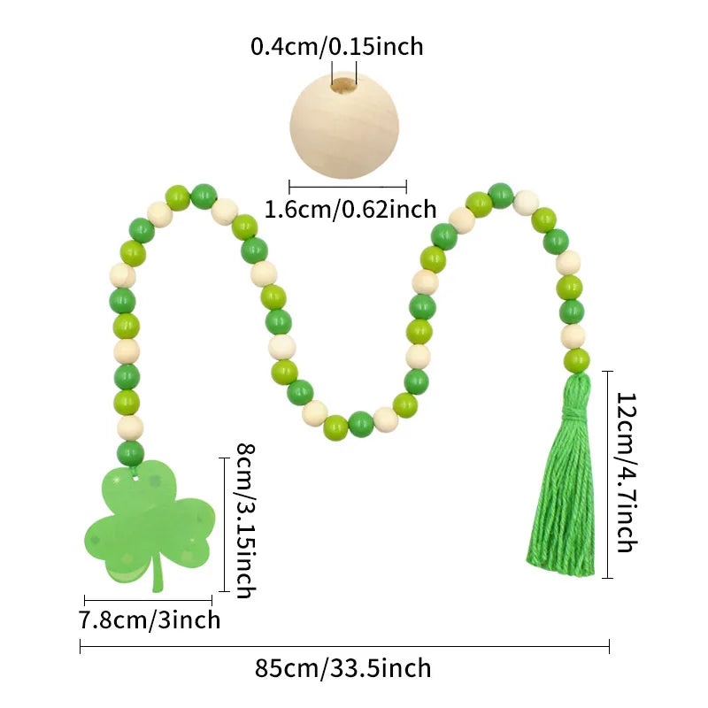 Unisex DIY Wooden Tassel Pendant Irish Festival Clover Pattern