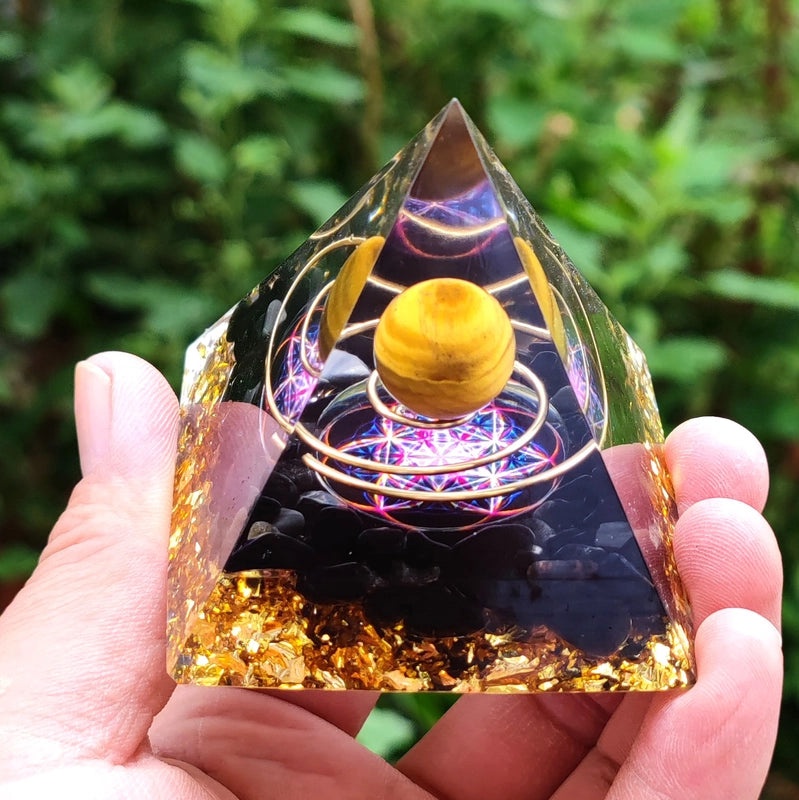 Pyramid Resin Crystal Ball with Decorative Pyramid Gravel | Home Decor & Accessories