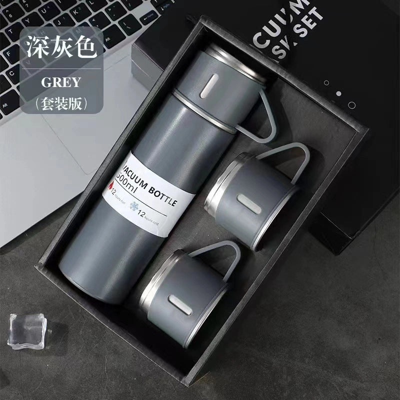 Stainless Steel Water Bottles Set, Solid Color, Casual Design | Drinkware & Hydration Accessories