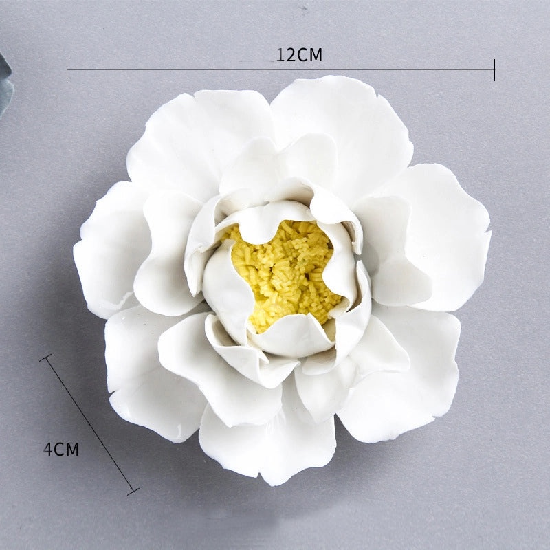 3D Ceramic Flower Wall Pendant for Living Room Bedroom TV Background | Home Decor Wall Art