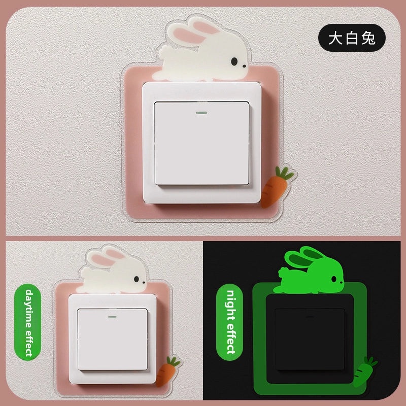 3D Luminous Double Switch Wall Sticker Protective Cover Nordic Modern Simple Frame Home Decoration|Home Decor Accessories