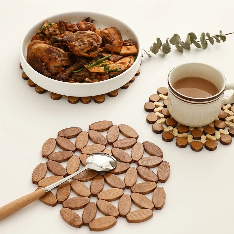 Bamboo Heat Resistant Table Mat for Pots Plates Bowls Square and Round Design|Kitchen & Dining Accessories