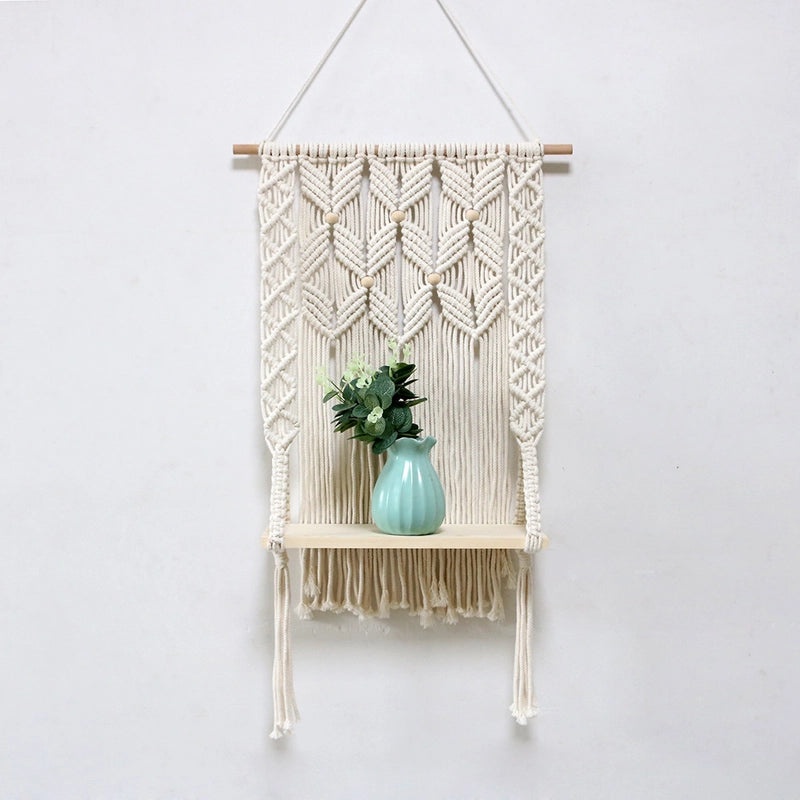 Handwoven Pure Cotton Rope Tapestry Storage Rack | Home Storage & Wall Decorations