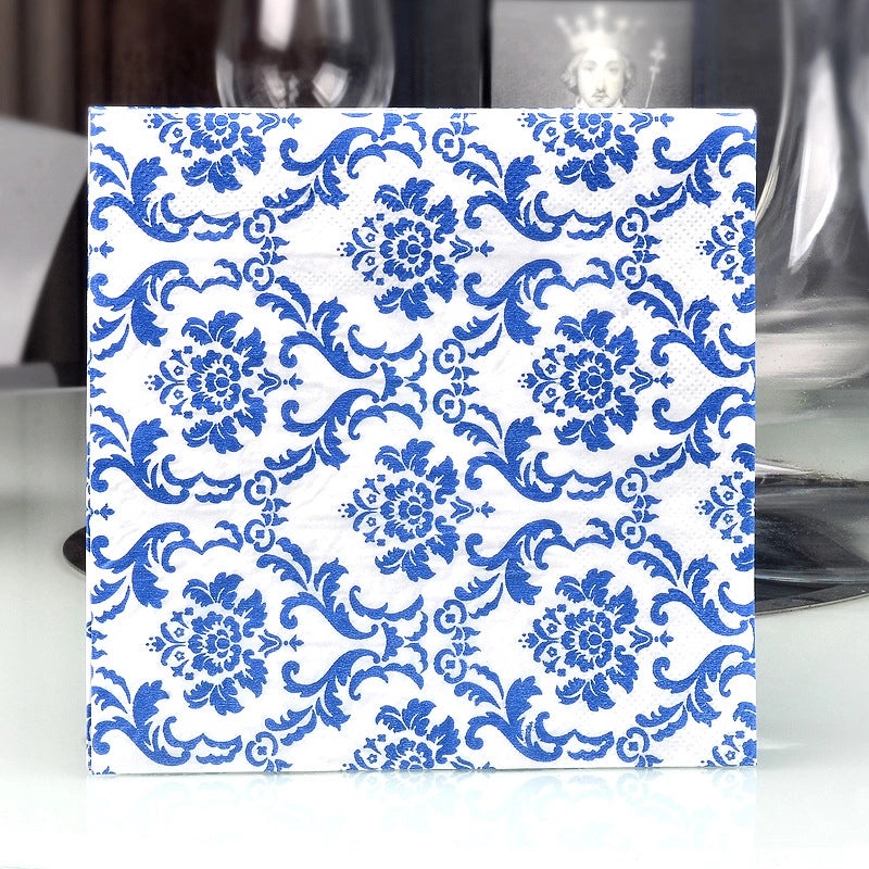 Home Kitchen Virgin Wood Pulp Dining Napkins Blue and White Porcelain