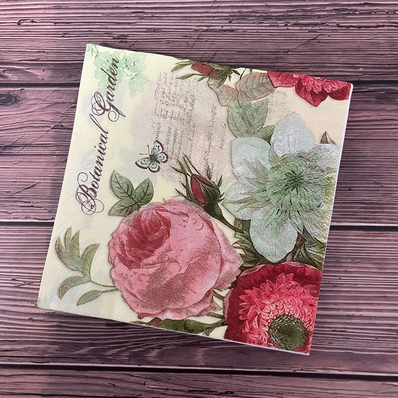 Rustic Floral Printed Wood Pulp Napkins|Home & Living > Kitchen & Dining > Paper Napkins