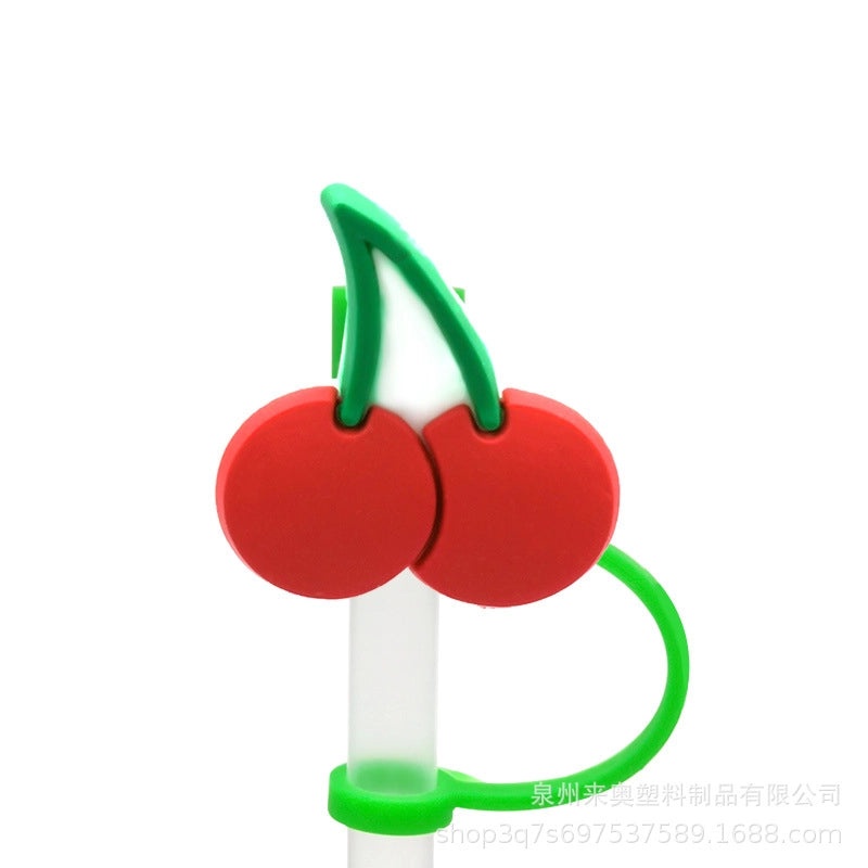 Cute Fruit Plant Silicone Straw Cap Dust Cover Personalized PVC Drink Straw Sleeve|Drinkware Accessories