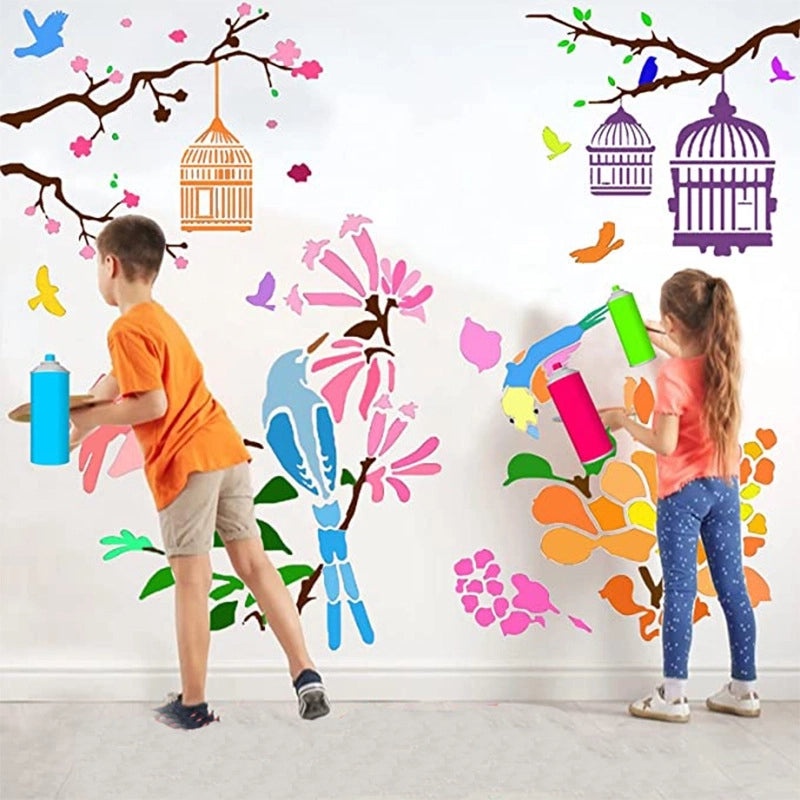 Plant and Animal Painting Template DIY Flower Graffiti Hollow PET Board for Leak Word Art | Art Supplies