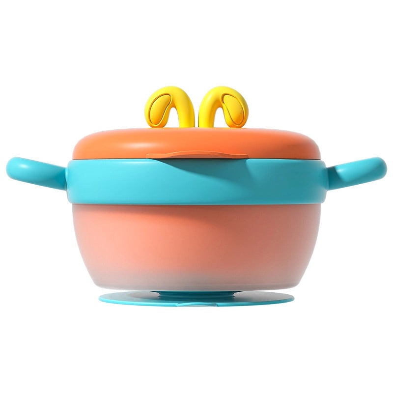 儿童防摔防烫不锈钢保温碗带吸盘宝宝辅食碗餐具套装|婴儿餐具