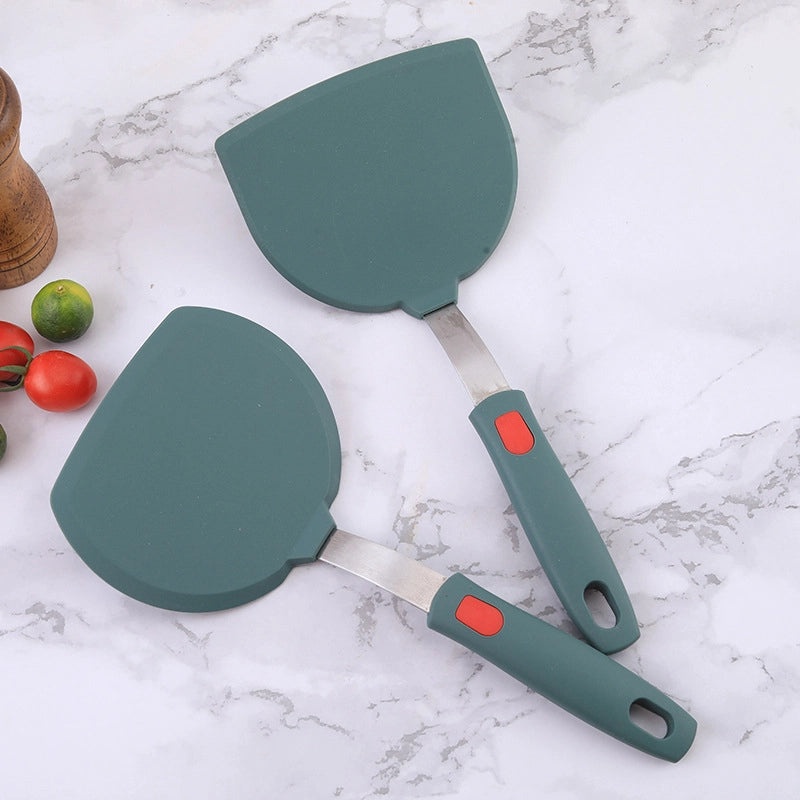 Dark Green Silicone Cooking Spatula with Stainless Steel Handle | Kitchen Utensils