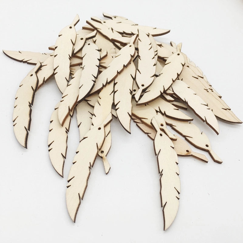 Eco-Friendly Wooden Feather Pendant for DIY Jewelry Making | Jewelry Accessories