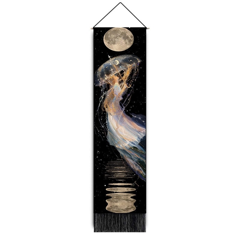 Nordic Moon Jellyfish Cotton Linen Wall Hanging Tapestry|Home Decor & Wall Art