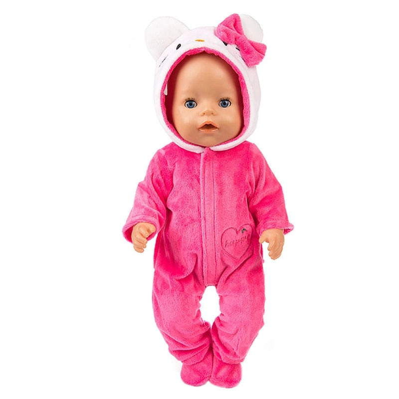 18 Inch Doll Clothes Set Rose Blue Pink Cat Cartoon Outfit for Eave Dolls|Doll Clothing & Accessories