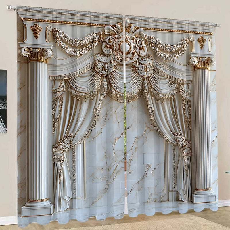 2pcs European Style 3D Digital Printed Curtains Set|Home Decor Curtains